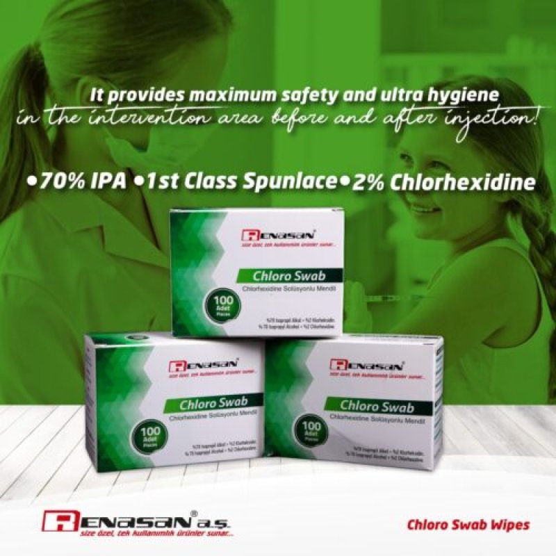 Chlorhexidine Gluconate 2% Alcohol-Based Swab Wipe – Chloro Swab 6×6 cm (Box of 100)