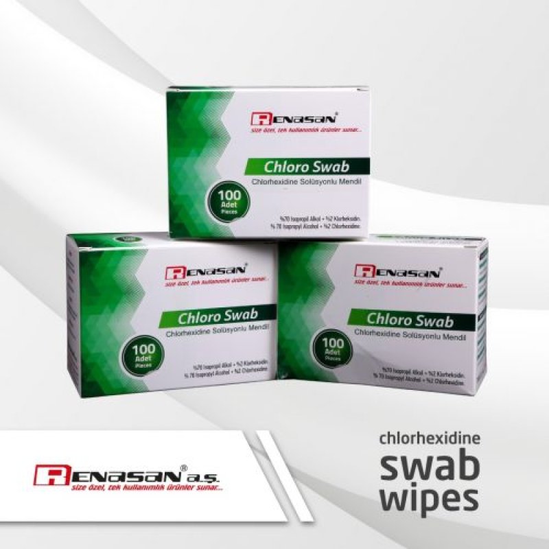 Chlorhexidine Gluconate 2% Alcohol-Based Swab Wipe – Chloro Swab 3×6 cm (Box of 100)