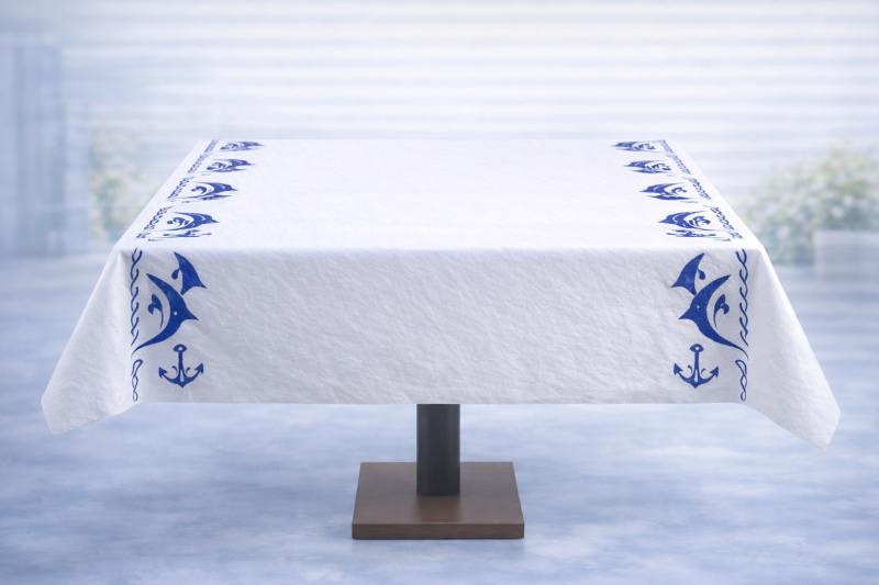 Dolphin Patterned Disposable Laminated Paper Table Cover