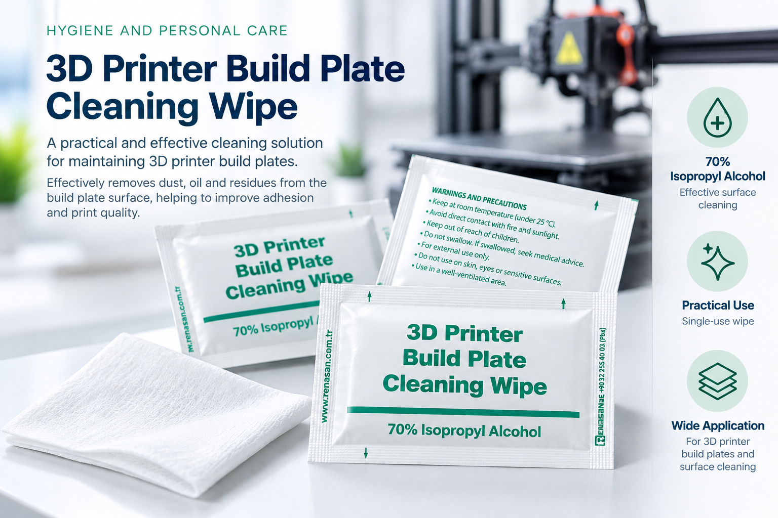 RENASAN 3D printer build plate cleaning wipe