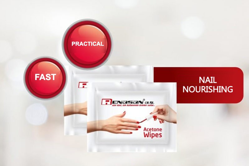Asetonlu oje çıkarıcı mendil / Acetone nail polish remover wipe